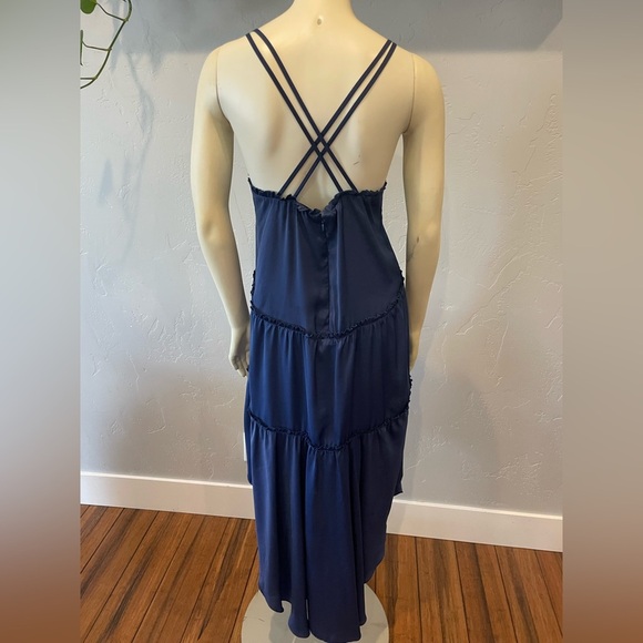 Women’s BR Navy Blue high low spaghetti strap dress size 2 - Picture 5 of 6